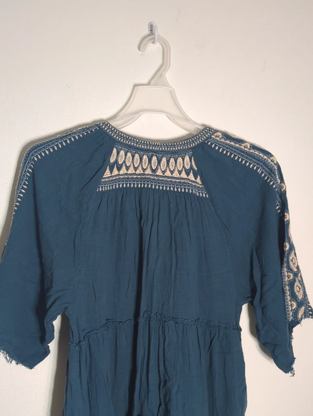 Free People Women's‎ Shirt Dreamweaver Tunic Top Tiered Embroidered Medium